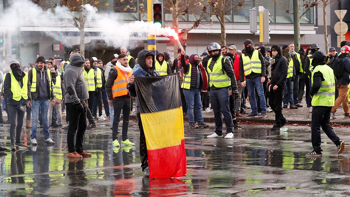 'Gilets jaunes' at the Brussels protest on November 30, 2018