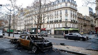 A vandalized car in Paris on Dec 2, 2018.