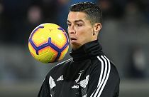 Cristiano Ronaldo no aquecimento com a Juventus