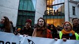 People attend a rally in Budapest to support the CEU.