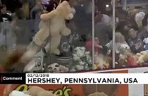 ABD'de buz hokeyi maçında sahaya rekor sayıda oyuncak ayı yağdı