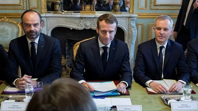 De gauche à droite : Edouard Philippe, Emmanuel Macron et François de Rugy