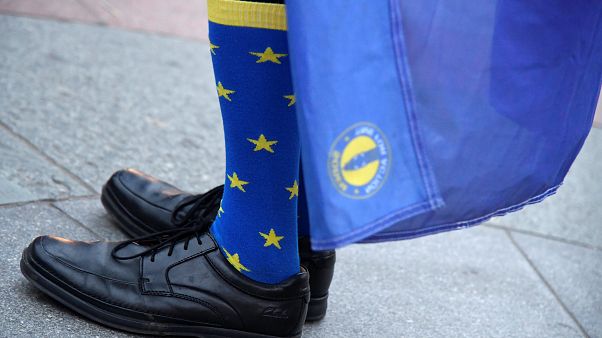 EU-párti tüntető Londonban EU-párti tüntető Londonban