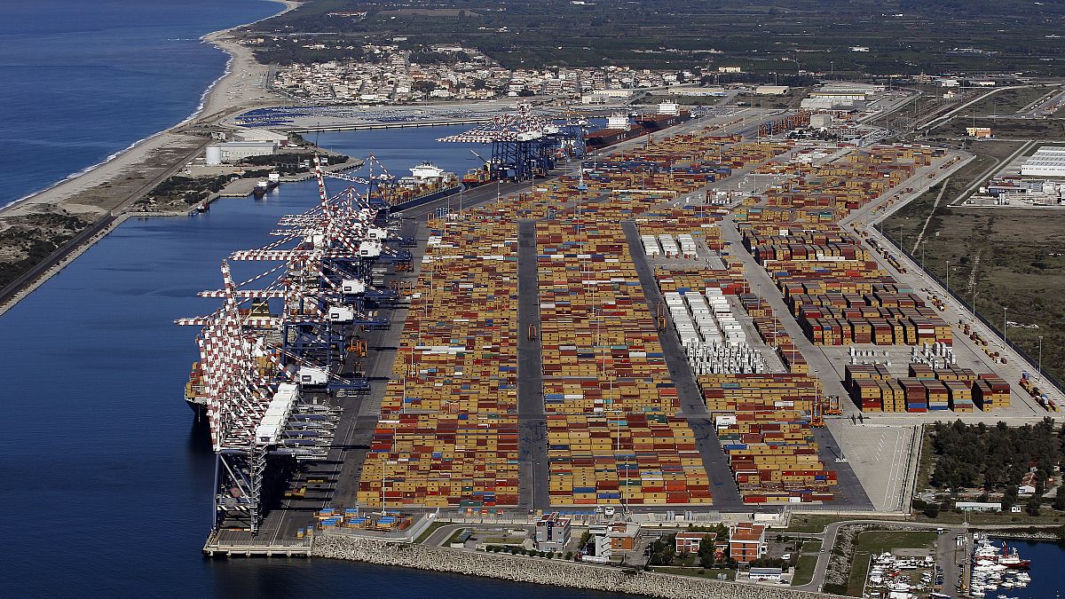 Italy's biggest container port Gioia Tauro in calabria
