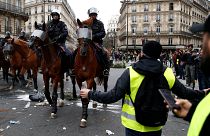 شاهد: الشرطة الفرنسية تستخدم الخيول والكلاب للسيطرة على متظاهري السترات الصفراء