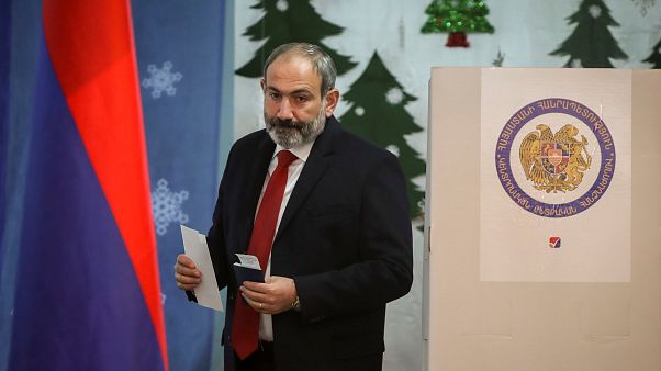 Nikol Pashinyan votes during Armenia's snap election on Sunday Nikol Pashinyan votes during Armenia's snap election on Sunday