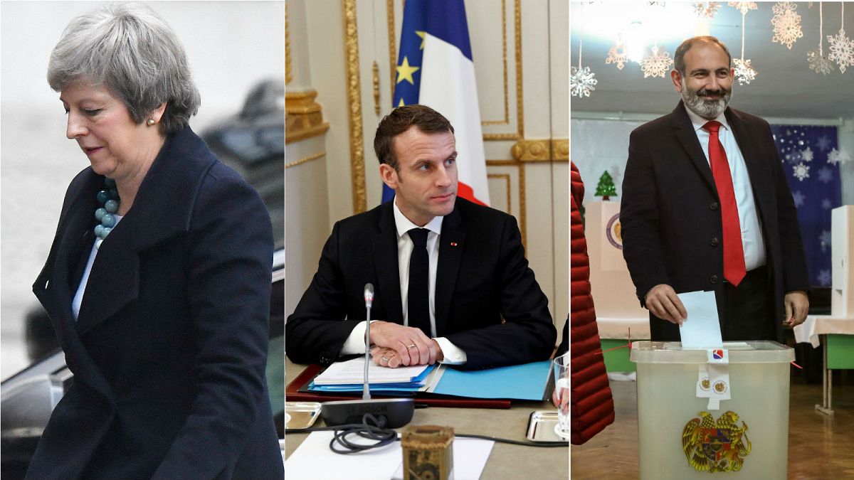 Theresa May, Emmanuel Macron, Nikol Pashinyan