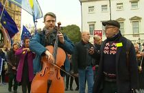 شاهد عشرات الشبان يتظاهرون ضد قرار تيريزا ماي إلغاء التصويت حول البريكست