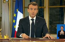 الرئيس الفرنسي إيمانويل ماكرون في خطاب من قصر الإليزيه باريس 10-12-2018