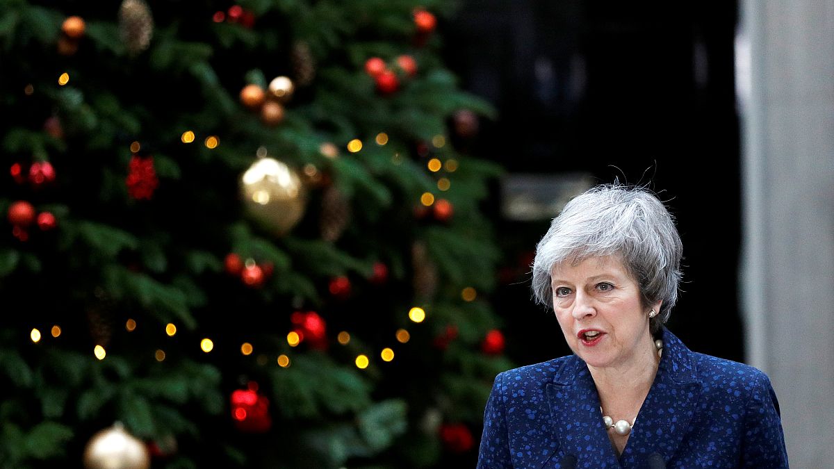 Theresa May outside Downing Street, London on Dec 12, 2018.
