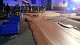 German street turns into scene from Charlie and the Chocolate Factory after spill