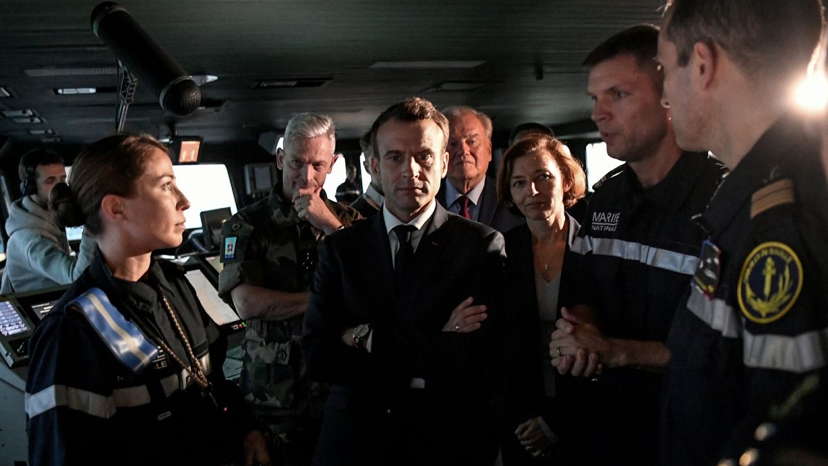Emmanuel Macron visits the aircraft carrier "Charles de Gaulle" in Toulon