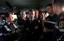 Emmanuel Macron visits the aircraft carrier "Charles de Gaulle" in Toulon