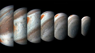  A tropical disturbance passes Jupiter's iconic Great Red Spot
