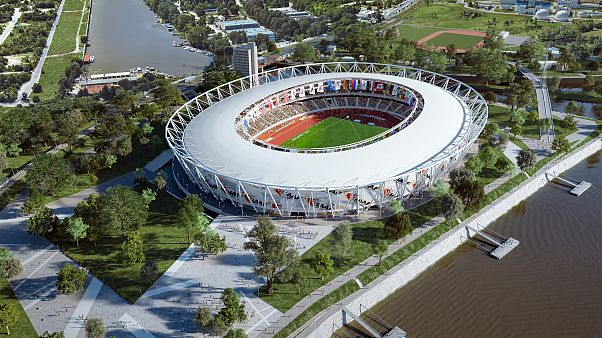 „A Csepel-szigetre tervezett Nemzeti Atlétikai Központ látványterve” „A Csepel-szigetre tervezett Nemzeti Atlétikai Központ látványterve”