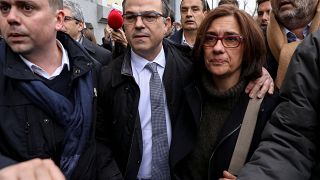 Jordi Turull, junto a su esposa Blanca Bragulat, salen del Tribunal Supremo
