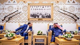رئيس وزراء تونس يوسف الشاهد خلال اجتماع مع الملك سلمان بن عبد العزيز