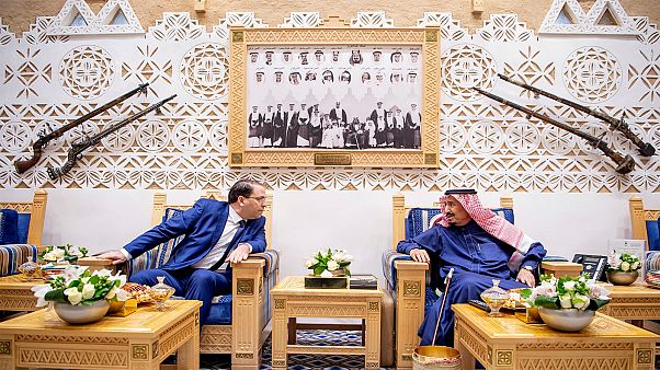رئيس وزراء تونس يوسف الشاهد خلال اجتماع مع الملك سلمان بن عبد العزيز رئيس وزراء تونس يوسف الشاهد خلال اجتماع مع الملك سلمان بن عبد العزيز