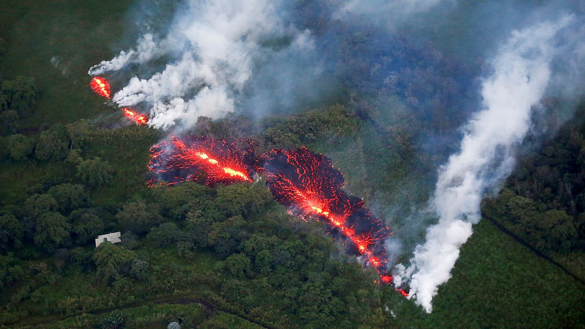 Lava erupts from a fissure in Hawaii