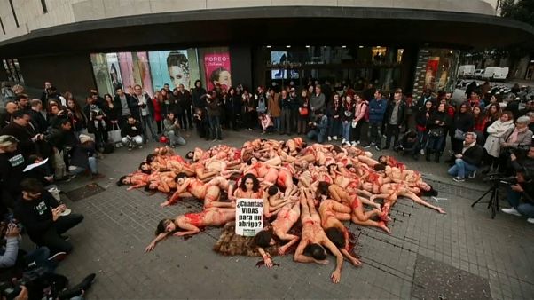 Protesta contra el uso de pieles en Barcelona Protesta contra el uso de pieles en Barcelona