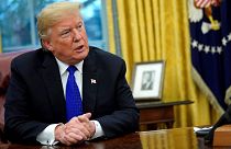 US president Donald Trump in the Oval Office of the White House.