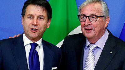 Italian PM Giuseppe Conte and Jean-Claude Juncker