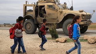 U.S. troops patrol near Turkish border in Hasakah, Syria November 4, 2018. 