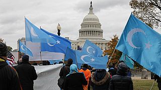 Uygur Türklerini baskı altına alan Çin'e ABD'de protesto