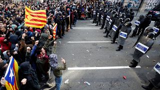 Protestos com violência em Barcelona