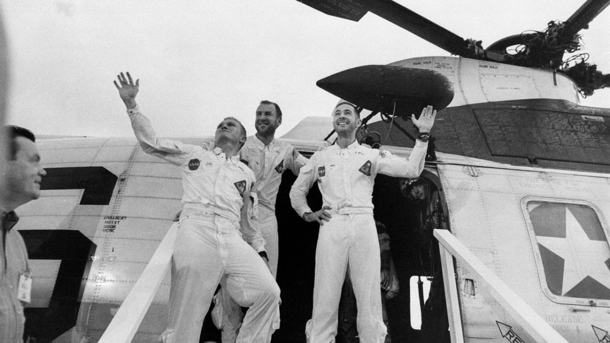 Die Astronauten Frank Borman, James A. Lovell Jr. und William A. Anders