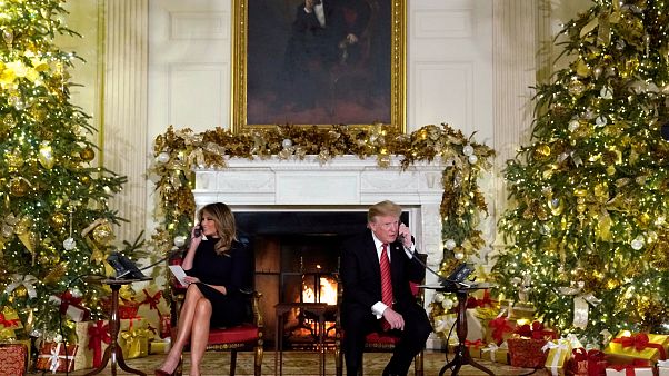 Donald and Melania Trump answer calls to NORAD on Dec 24, 2018. Donald and Melania Trump answer calls to NORAD on Dec 24, 2018.