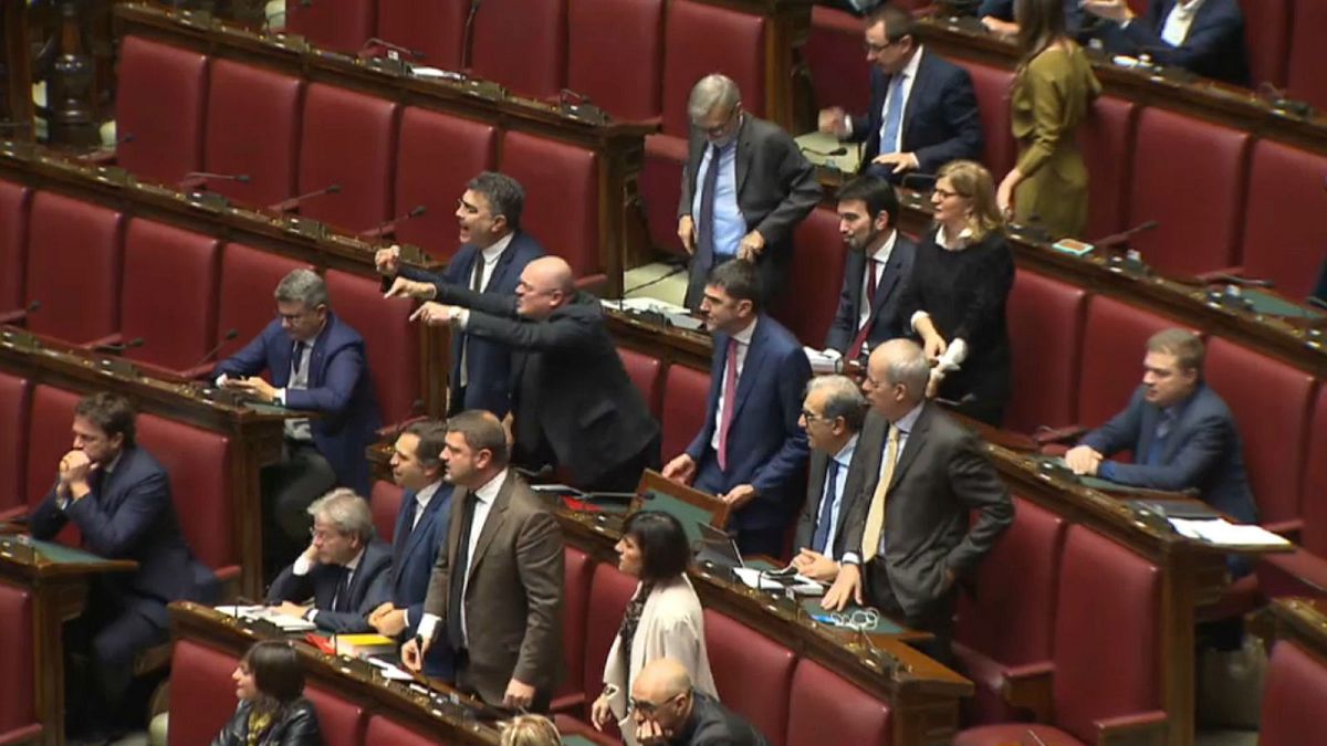 Watch: Budget battle as scuffles erupt in Italian parliament