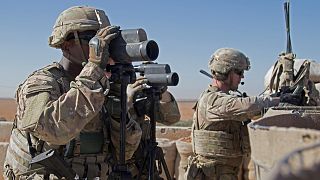 US troops on patrol in Manbij, Syria.
