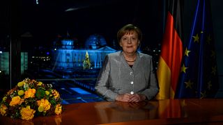 Chancellor Merkel after the recording of her annual New Year's speech 