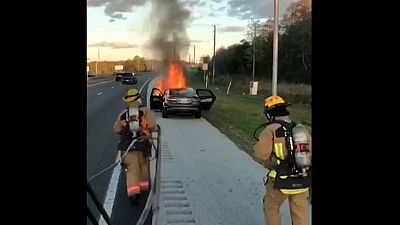 Firefighters rescue Christmas present from burning vehicle