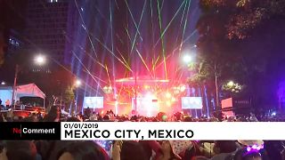 Lasers replace fireworks for Mexico City New Year's Eve celebrations