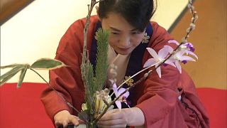 Новогодняя цветочная церемония в храме икебаны