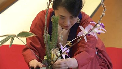Новогодняя цветочная церемония в храме икебаны