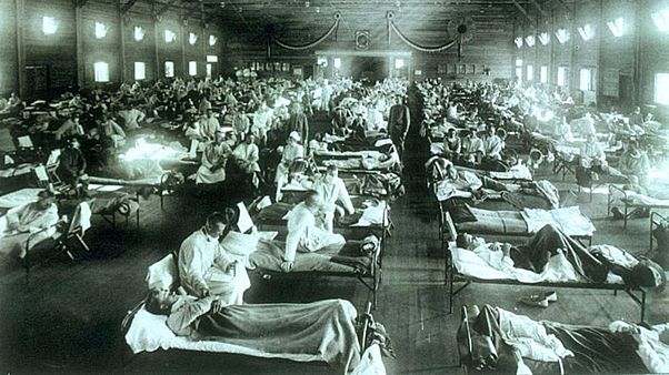 Emergency military hospital during influenza epidemic, Camp Funston, Kansas Emergency military hospital during influenza epidemic, Camp Funston, Kansas