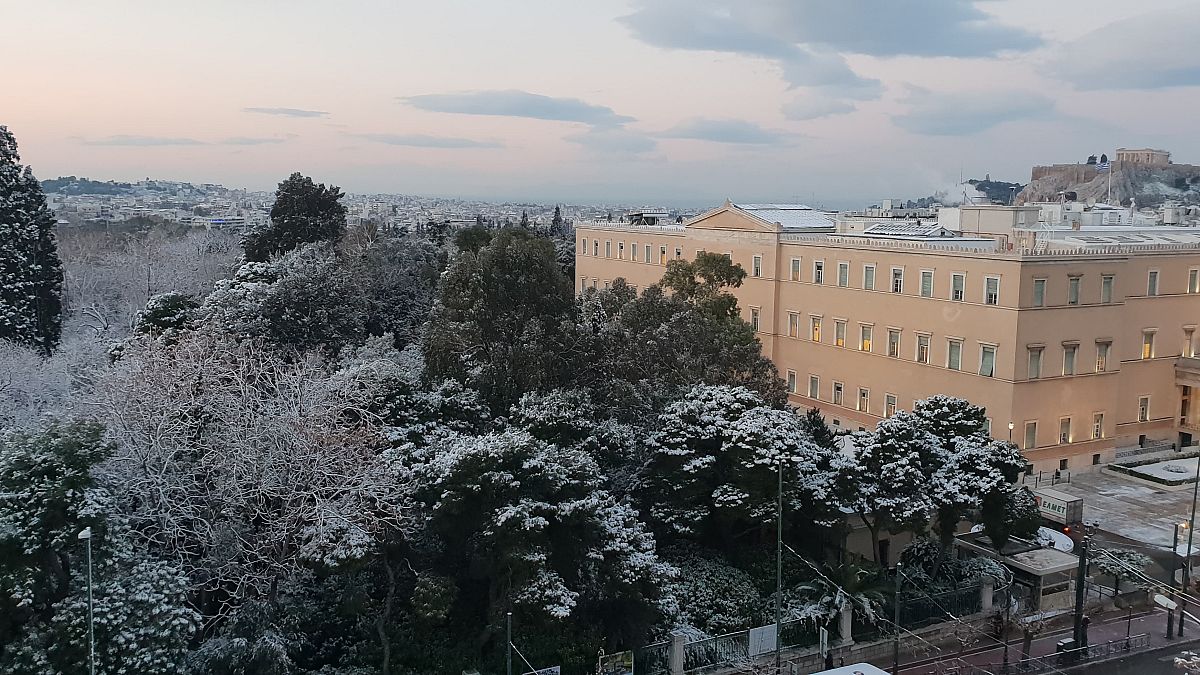 Starker Schneefall in Athen
