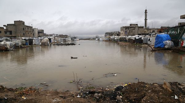 Les Syriens réfugiés au Liban en proie aux intempéries Les Syriens réfugiés au Liban en proie aux intempéries