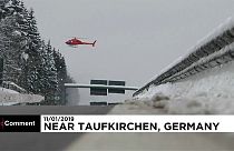 Helicopter propellers used to remove snow on trees in Bavaria