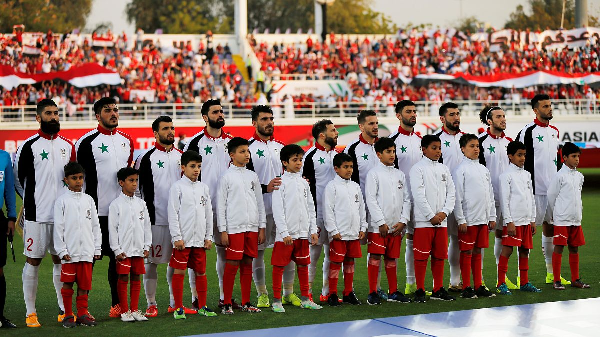  منتخب سوريا قبل بدء مباراته أمام أستراليا في كأس آسيا