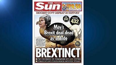 La derrota de Theresa May copa todas las portadas