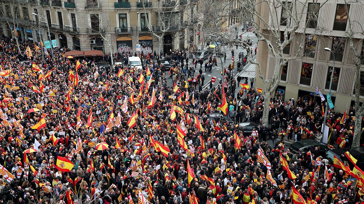 Pro-Spain demonstrators in Barcelona