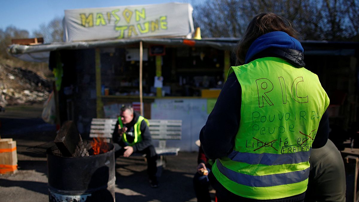 Gilets Jaunes protesters in Ancenis, France, January 18, 2019.