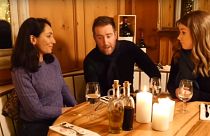 Isabelle Kumar, Darren McCaffrey and Sasha Vakulina at Davos