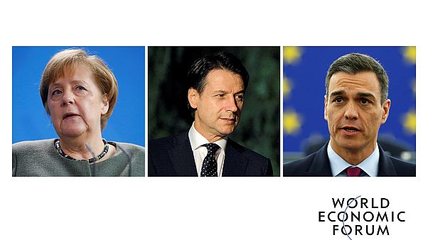 Davos 2019, gli interventi di Merkel, Conte e Sanchez Davos 2019, gli interventi di Merkel, Conte e Sanchez