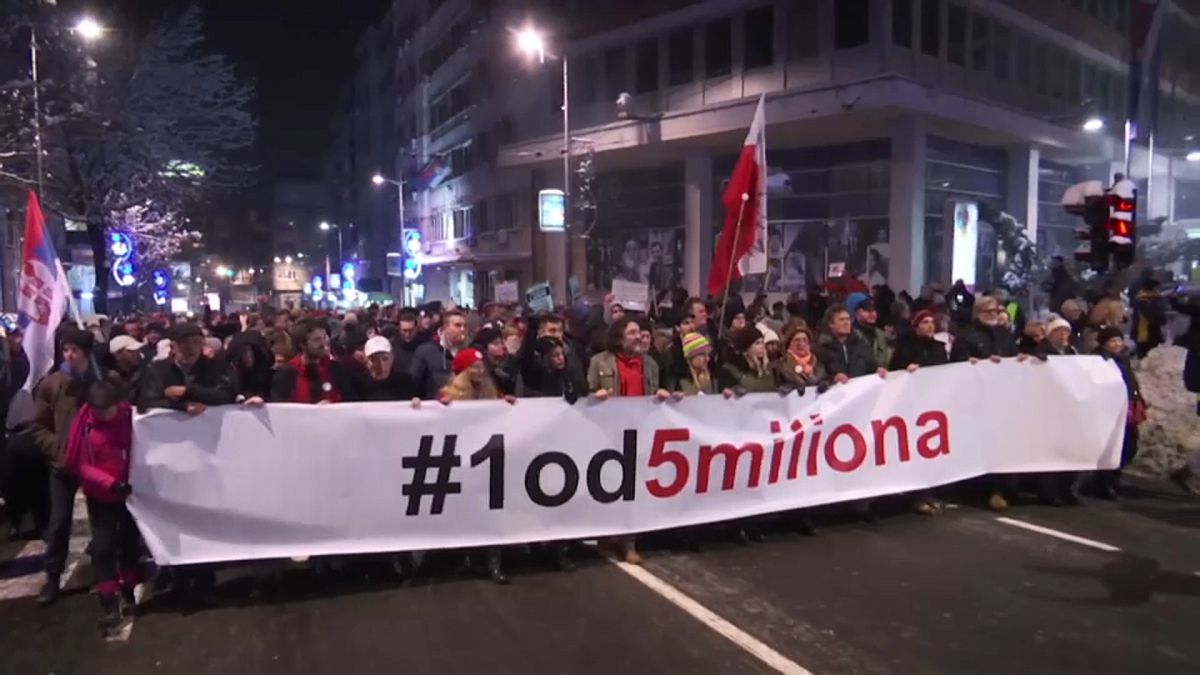 Thousands gather for anti-Vučić marches in Belgrade