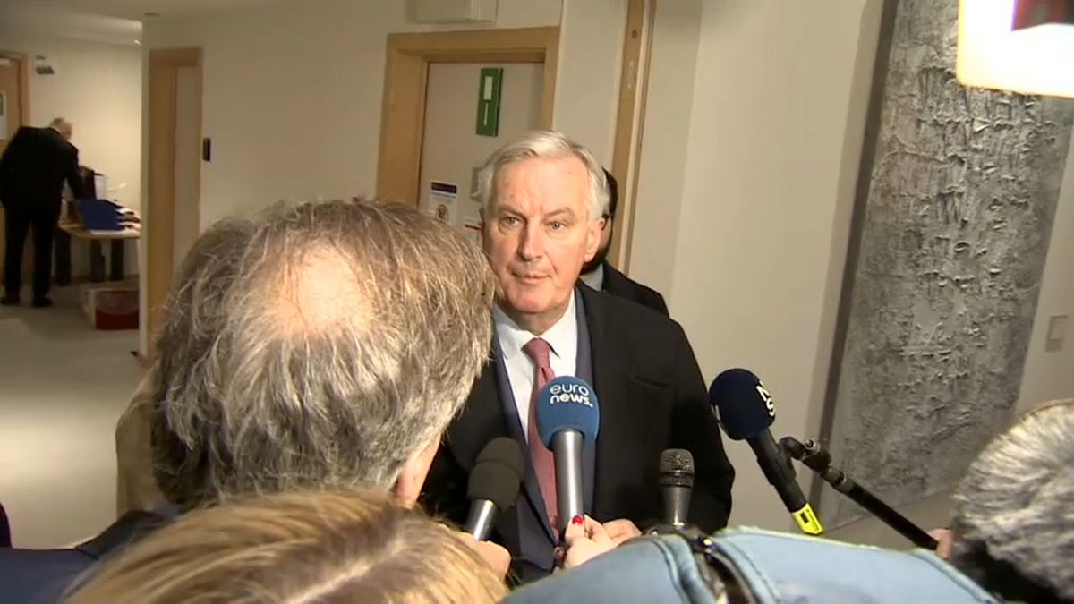 Michel Barnier speaks to reporters